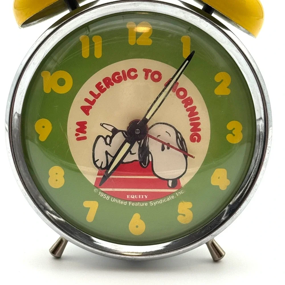 Peanuts Snoopy Alarm Clock Equity Im Allergic To Morning Green Vintage